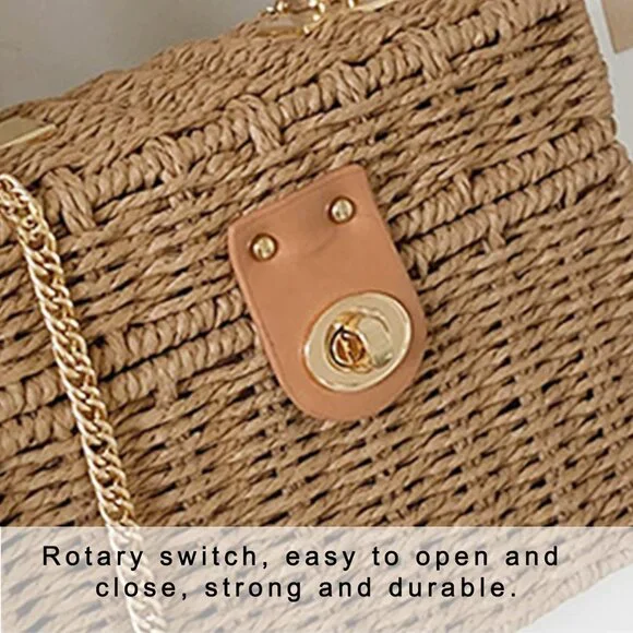 Summer Straw Purse Beach Shoulder Bags for Women Cute Wicker Woven Basket Tote B